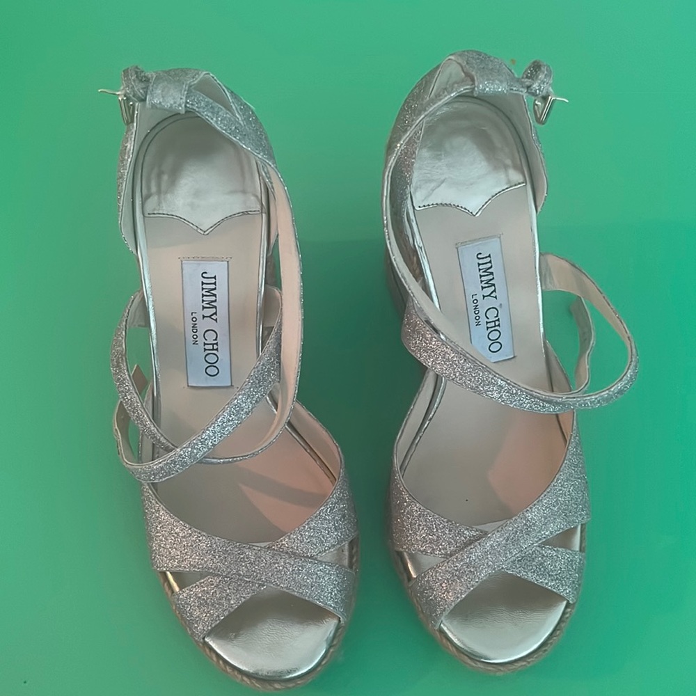 Jimmy choo glitter wedges